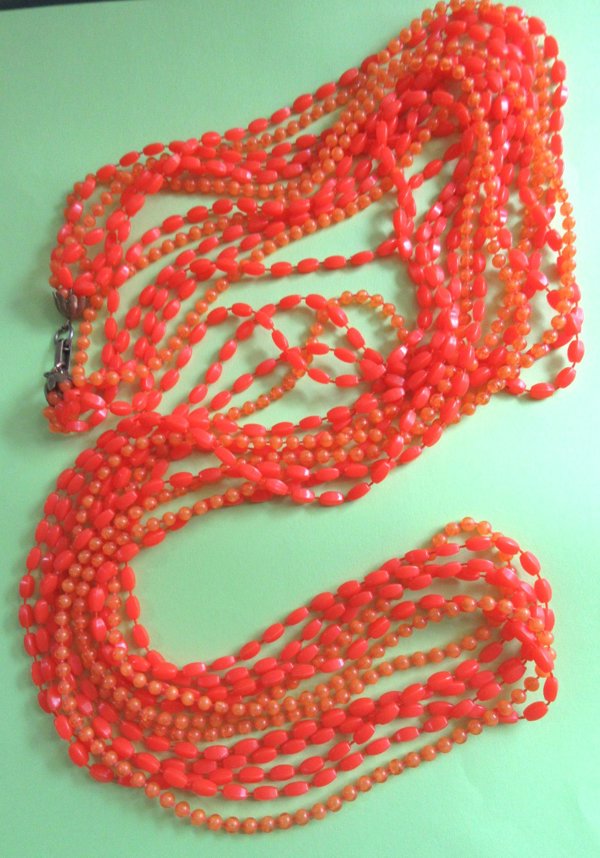1960's Mod Long Orange Necklace Vintage Jewelry