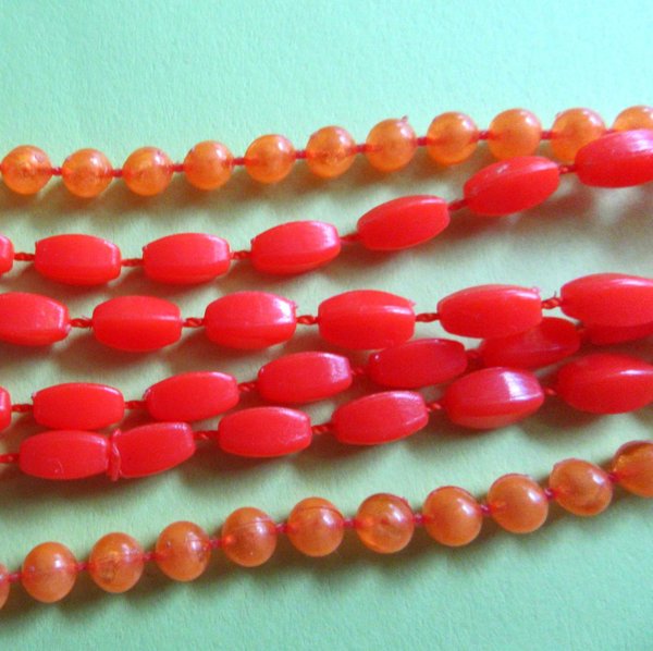 1960's Mod Long Orange Necklace Vintage Jewelry
