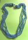 1960's Mod or Aqua Blue Cube Necklace Old Stock Never Worn Beads 24