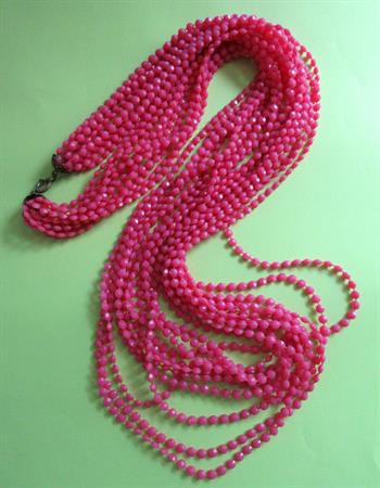 1960's Pink Mod Multi Strand Necklace Beads Vintage Costume Jewelry 60's Accessories