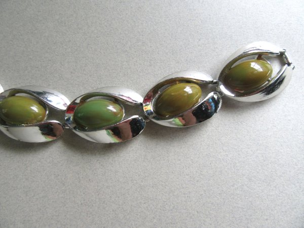 Vintage Bakelite Bracelet Signed Charel Green