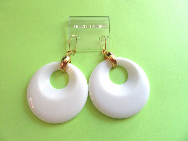 1960's Mod White Lucite Earrings Vintage Jewelry