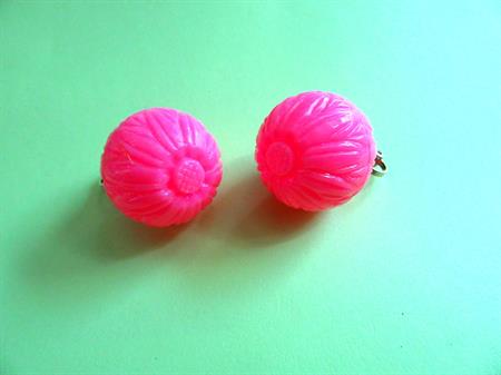 1960s Mod Hot Pink Clip On Earrings Hong Kong  Vintage Costume Jewelry 60's Accessories