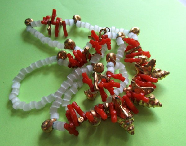  Czech Glass Faux Coral Necklace Vintage Jewelry