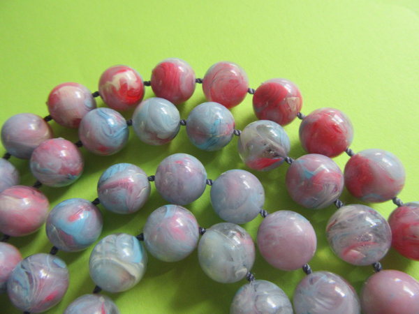 1950's Lucite Necklace Blue Pink Vintage ewelry 50's Accessories