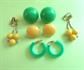 Mod 1960's Earrings Lot Clip On Green Yellow Vintage Costume Jewelry