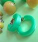 Mod 1960's Earrings Lot Clip On Green Yellow Vintage Costume Jewelry