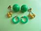 Mod 1960's Earrings Lot Clip On Green Yellow Vintage Costume Jewelry