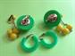 Mod 1960's Earrings Lot Clip On Green Yellow Vintage Costume Jewelry