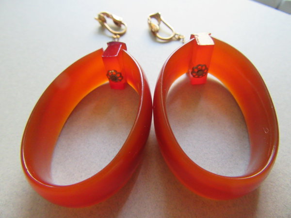 Celluloid  Hoop Earrings Vintage Jewelry 