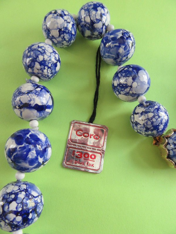 Vintage Cotton Ball Necklace Coro Pegasus Tag Signed Jewelry