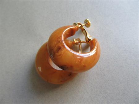 Les Bernard Bakelite Earrings Peanut Butter Vintage Jewelry