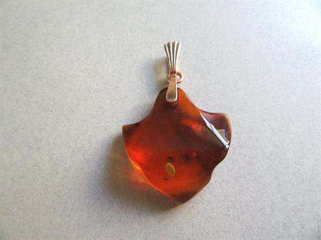 Genuine Russian  Amber Pendant  14k Rose Gold Bail Russia 583 Hammer and Sickle Hallmark Fine Jewelry 