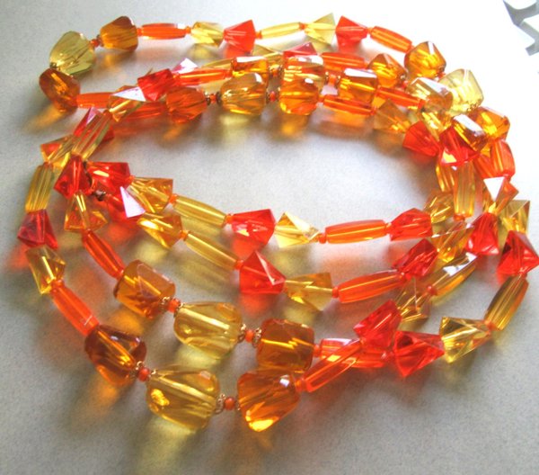 Lucite Long Necklace 1960's Vintage Jewelry