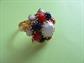 1960's Mod Glass Rhinestone Ring red White Blue Patriotic 60's Accessories 