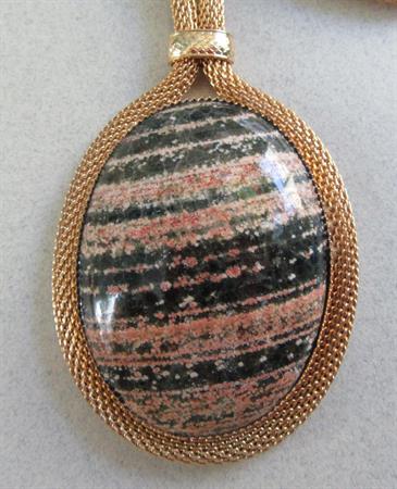 Genuine Stone Mesh Rope Necklace Vintage Jewelry