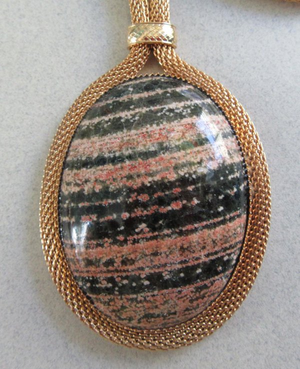 Genuine Stone Mesh Rope Necklace Vintage Jewelry