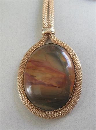 Genuine Jasper Stone Mesh Rope Necklace Vintage Jewelry