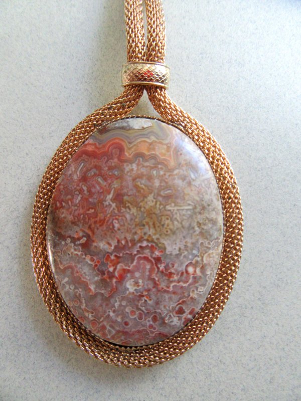 Crazy Lace Genuine Stone Mesh Rope Necklace Vintage Jewelry