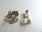 Owl and Pussy Cat Pins Vintage Costume Jewelry Figural Kitty 