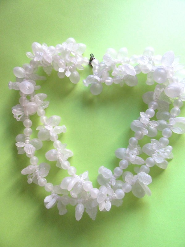 1980's Lucite Frosted Fruit Salad Necklace  Vintage  Jewelry 