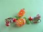 1960's Mod Orange Flower Clip On Earrings  Hong Kong Vintage Costume Jewelry 60's Accessories