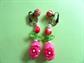 1960's Mod Pink Flower Clip On Earrings  Hong Kong Vintage Costume Jewelry 60's Accessories