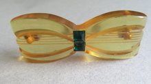 Bakelite Apple Juice Bow Pin Vintage Jewelry 