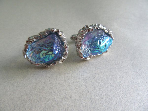 Vintage Swank GLASS Lava  Cufflinks Men's Jewelry 