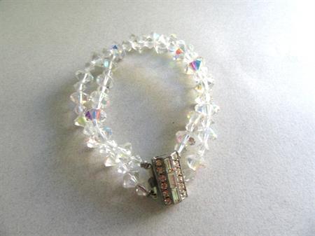 Crystal and Rhinestone Bracelet Smaller Wrist Aurora Borealis Vintage Costume Jewelry 1950's Accessories