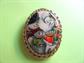 Mr. and Mrs. Snowman Serigraphy Glass Pin  Anthropomorphic Glass Brooch Merry Christmas Holiday Vintage Costume Jewelry