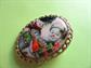 Mr. and Mrs. Snowman Serigraphy Glass Pin  Anthropomorphic Glass Brooch Merry Christmas Holiday Vintage Costume Jewelry