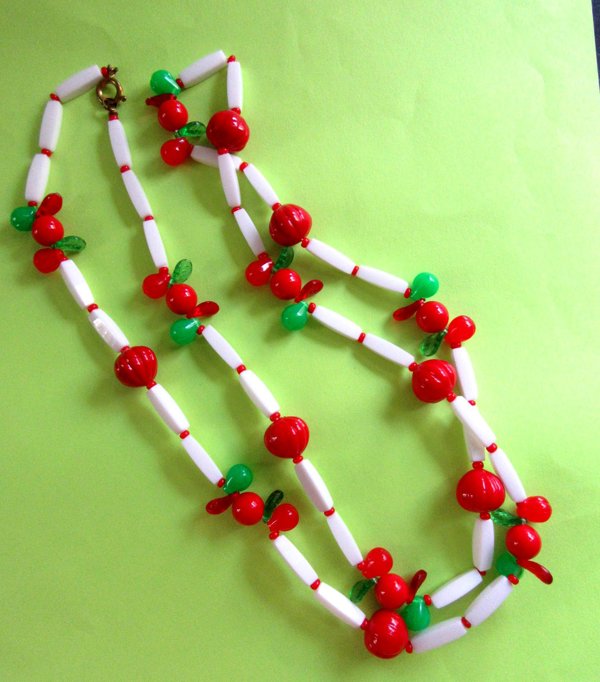 1960's Cherry Necklace Cherries Vintage Jewelry