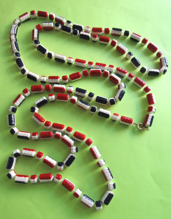 1960's Mod Necklace Red White Blue Vintage Jewelry