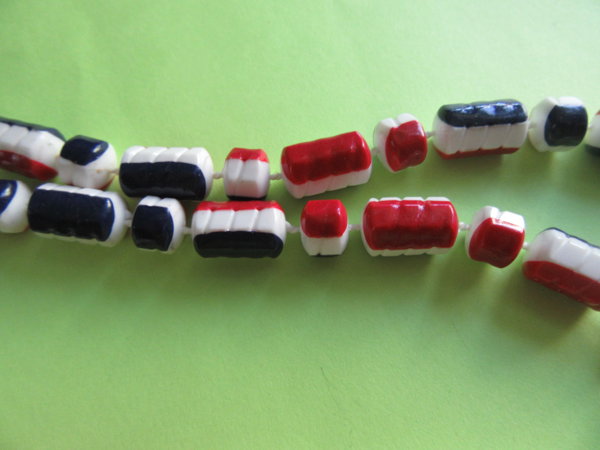 1960's Mod Necklace Red White Blue Vintage Jewelry