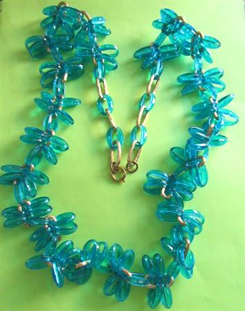 1960's Mod Chunky Electric Blue Necklace Vintage Costume Jewelry 60's Accessories Go Go