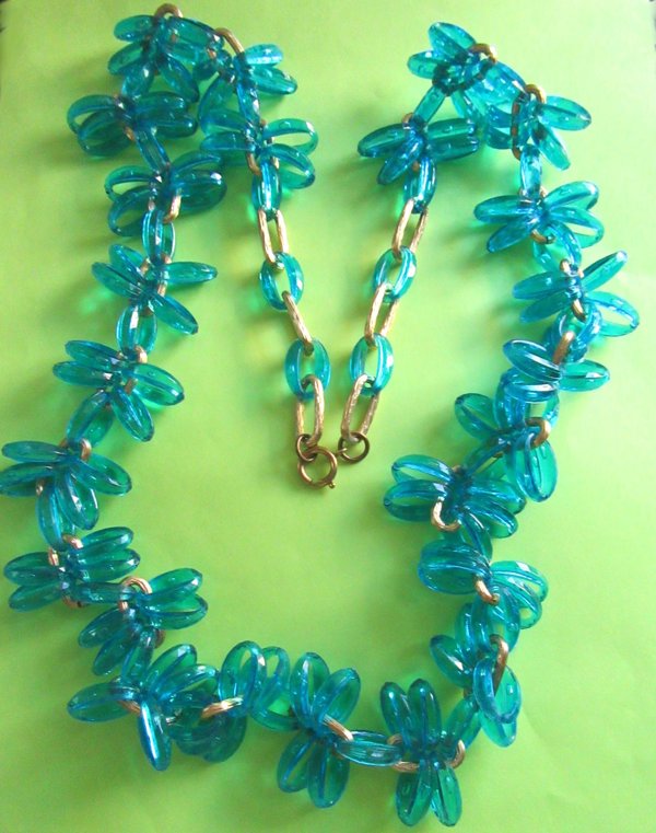 1960's Mod Blue Necklace Vintage  Jewelry