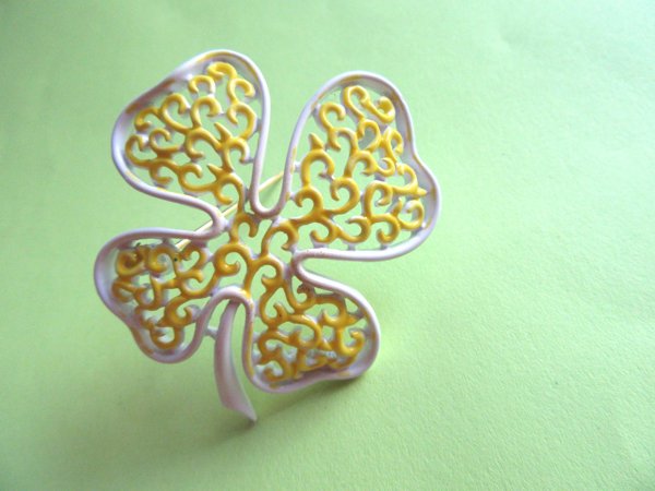 Vintage Crown Trifari Clover Pin Shamrock Signed Jewelry