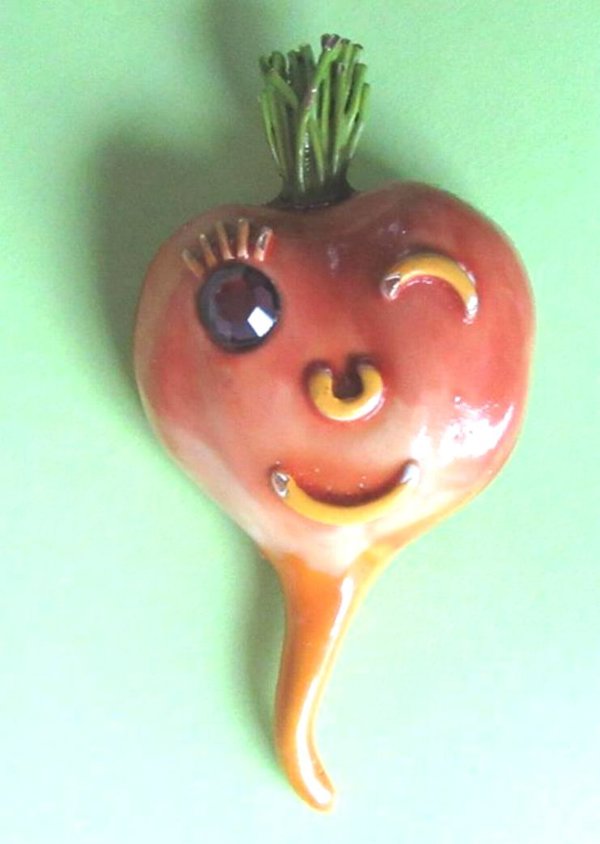 Anthropomorphic Turnip Pin Vintage Jewelry