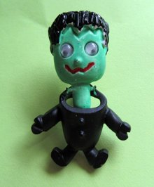 Frankenstein Google Eyes Pin Signed Gold Crown Vintage Jewelry 