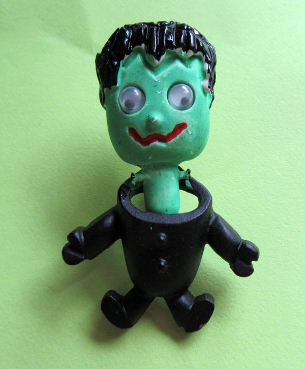 Frankenstein Google Eyes Pin Signed Gold Crown Vintage Jewelry 