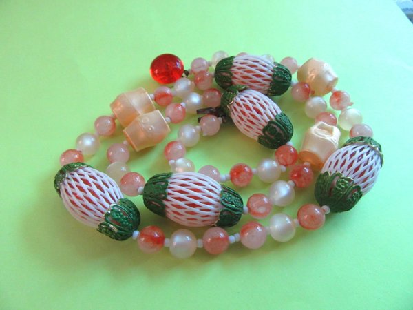 Fruit Salad Lucite Necklace Japan Vintage Jewelry 1950s Accessories