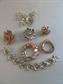 Rhinestone Pin Lot and Bracelet Weiss Vintage Costume Jewelry Destash Repurpose Upcycle 1950's Accessories