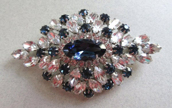 Sapphire White Rhinestone Pin Vintage Jewelry 