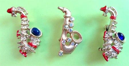 Saxophone Scatter Pin Set Vintage Jewelry Sax Player