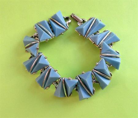 Mid Century  Modern Blue Bracelet Vintage Costume Jewelry MCM 1950's Accessories