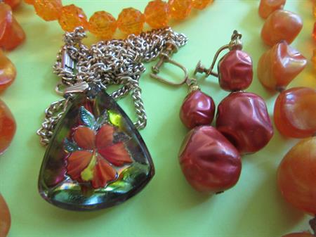 Vintage Lucite Necklaces Western Germany Earrings