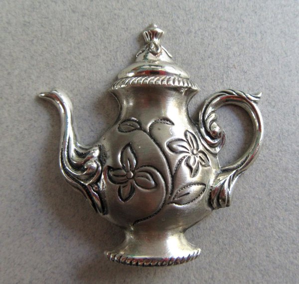 Sterling Silver Teapot Pin Fine Jewelry 