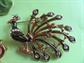 Vintage Pin Lot M. Jent Tortoise Lily Pad Flower Owl Peacock Costume Jewelry Figural