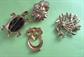 Vintage Pin Lot M. Jent Tortoise Lily Pad Flower Owl Peacock Costume Jewelry Figural